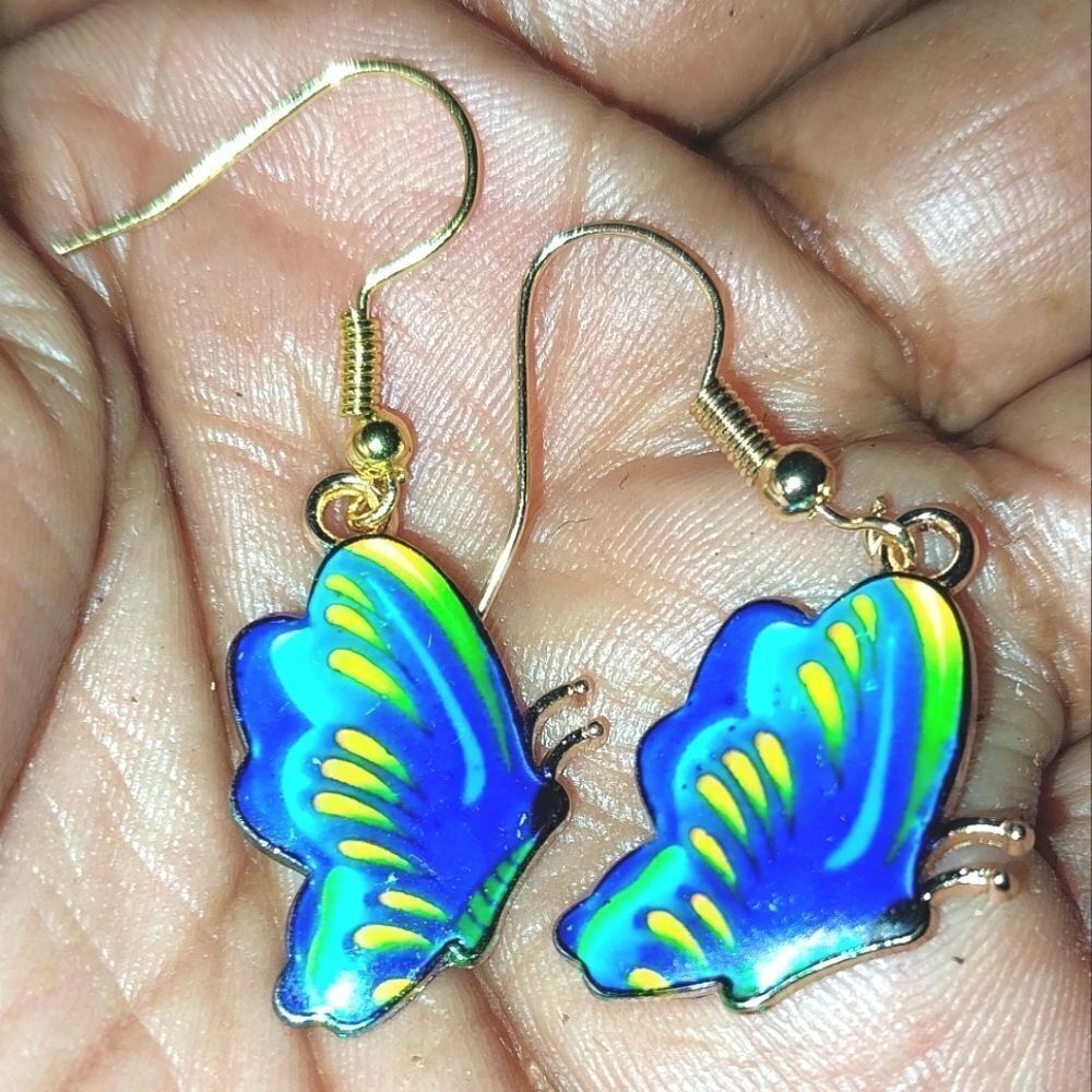 Blue And Yellow Super cute Butterfly Wings Earrings For Adults And Kids